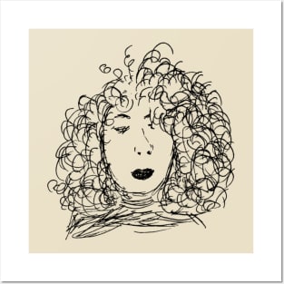 Curly Hair Lady Posters and Art